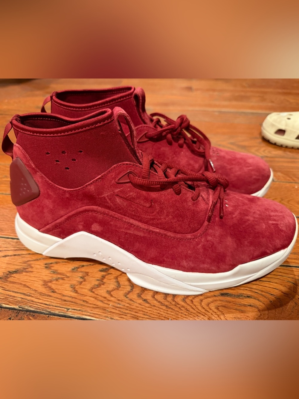 Men's Maroon Suede High-Top Sneakers - Stylish Casual Footwear